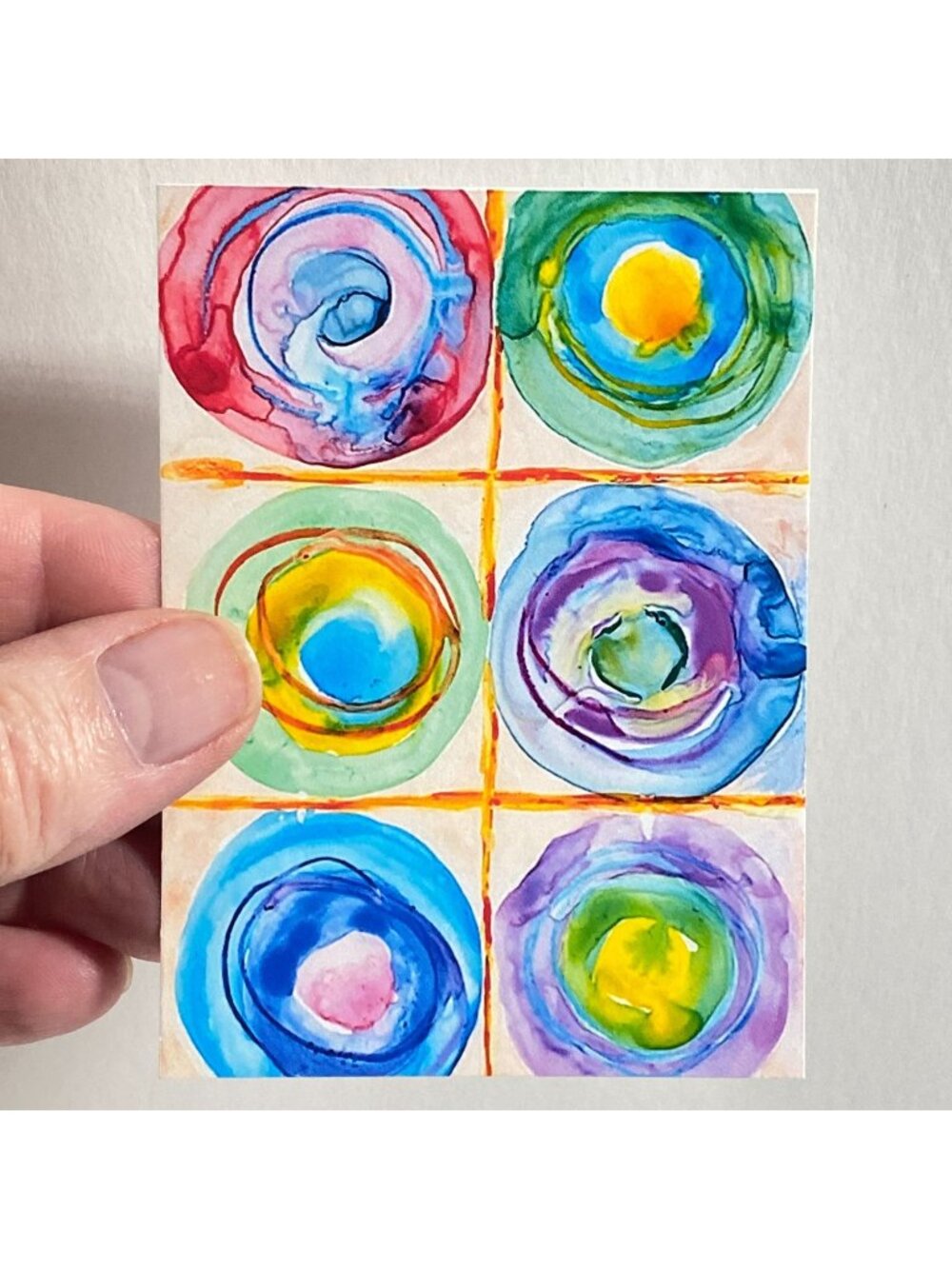 ACEO Signed Art Print Limited Edition of 9 Kandinskyesque Part B Painting ATC
